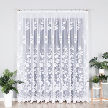 Firanka żakardowa na metry 023006 wysokość 230 cm kolor biały