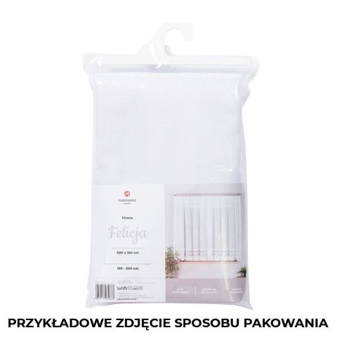 FELICJA Firanka żakardowa gotowa ze wzorem na samym dole na prosto, szerokość 400 x wysokość 160cm, kolor 001 biały 018989/FBP/0