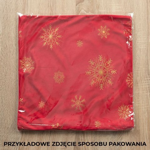 METALICZNA ŚNIEŻKA Poszewka dekoracyjna VELVET, 40x40cm, kolor 043 czerwony ze złotym zdobieniem TBN002/POP/043/040040/1