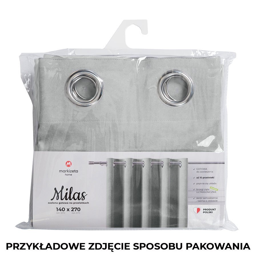 Zasłona gotowa na przelotkach MILAS 140x270 cm kolor ciepły grafitowy