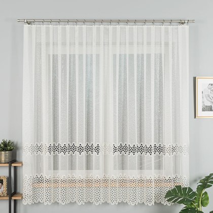 Firanka z aplikacją na markizecie 008897 wysokość 175 cm kolor kremowy