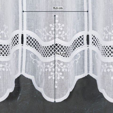 Zazdrostka haftowana panelowa ze wzorem na samym dole, wysokość 40cm, kolor 001 biały 044716/000/001/000040/1