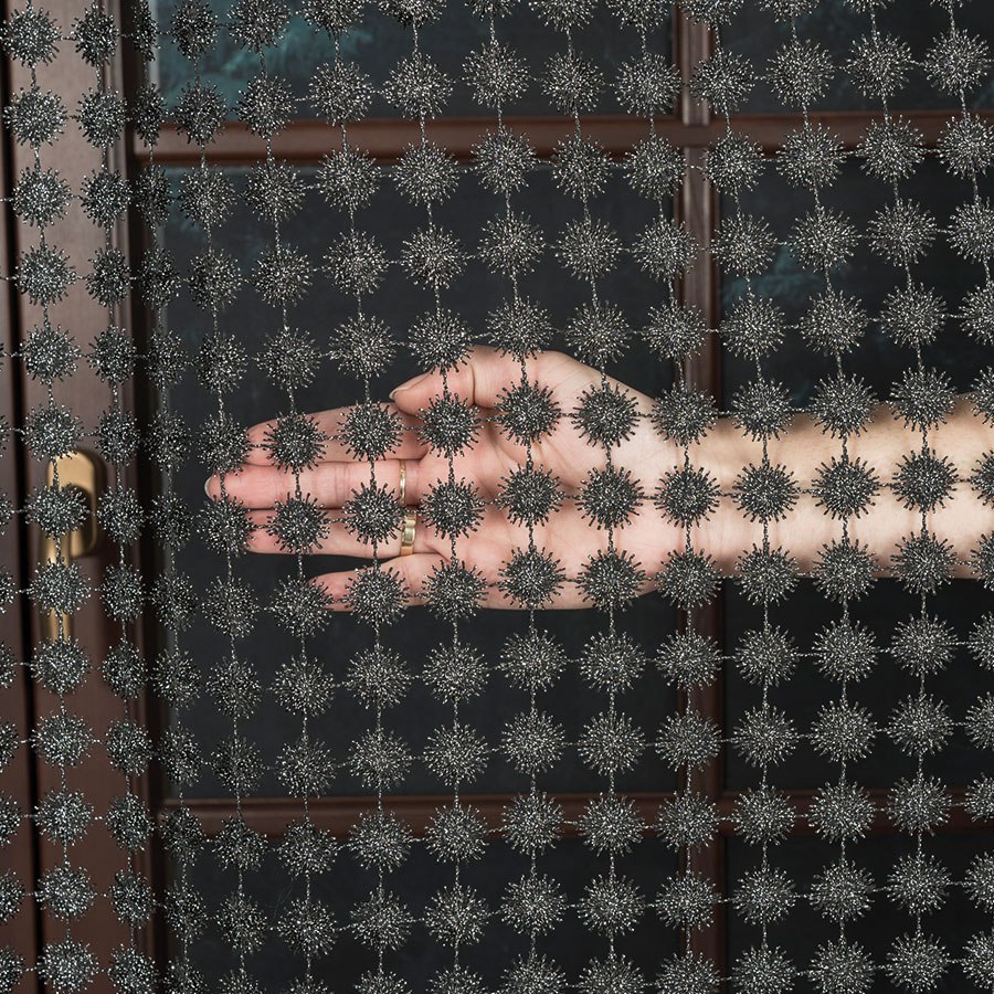 Tkanina gipiurowa na firanę i obrus 061789 wysokość 280 cm kolor czarny