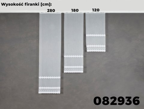 Firanka haftowana ze wzorem pasowym, wysokość 180cm, kolor 001 biały z błyskiem 082936/768/001/000180/1