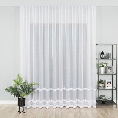 Firanka haftowana ze wzorem pasowym, wysokość 280cm, kolor 001 biały z błyskiem 082936/768/001/000280/1 Firanka haftowana ze wzorem pasowym, wysokość 280cm, kolor 001 biały z błyskiem 082936/768/001/000280/1