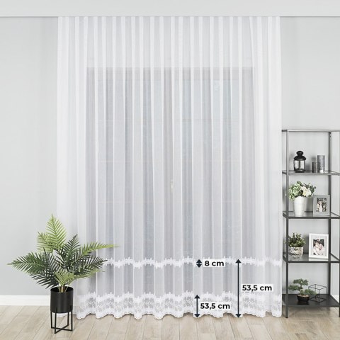 Firanka haftowana ze wzorem pasowym, wysokość 280cm, kolor 001 biały z błyskiem 082936/768/001/000280/1 Firanka haftowana ze wzorem pasowym, wysokość 280cm, kolor 001 biały z błyskiem 082936/768/001/000280/1