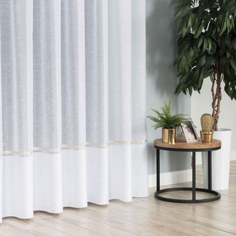 Firanka fantazyjna ze wzorem na samym dole z ołowianką, wysokość 250cm, kolor 003 biały ze złotym pasem 000641/000/003/000250/1 Firanka fantazyjna ze wzorem na samym dole z ołowianką, wysokość 250cm, kolor 003 biały ze złotym pasem 000641/000/003/000250/1