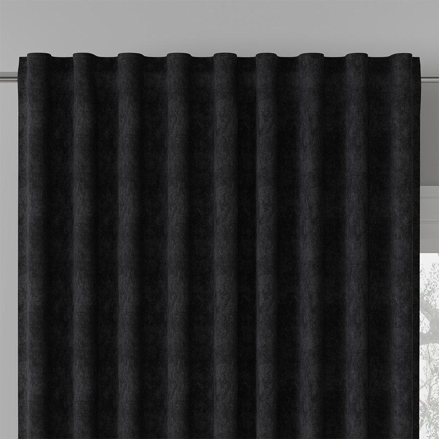 Zasłona gotowa na taśmie MILAS 140x270 cm kolor czarny