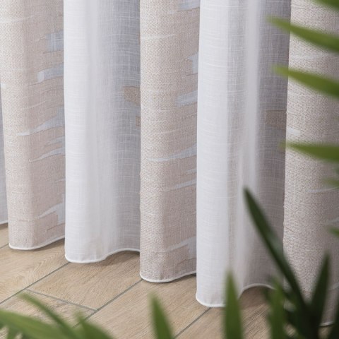 Firanka fantazyjna ze wzorem po całości z ołowianką, wysokość 300cm, kolor 003 biały z beżowym 340007/OLO/003/000300/1