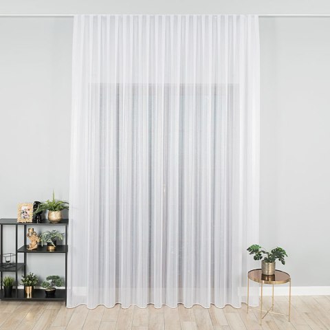 Firanka fantazyjna ze wzorem pasowym z ołowianką, wysokość 305cm, kolor 004 biały ze złotym 017948/OLO/004/000305/1 Firanka fantazyjna ze wzorem pasowym z ołowianką, wysokość 305cm, kolor 004 biały ze złotym 017948/OLO/004/000305/1