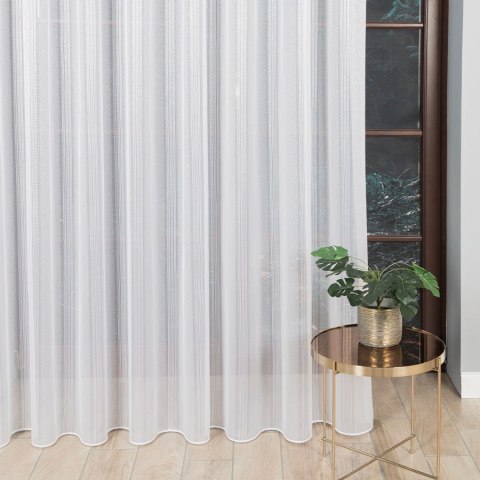Firanka fantazyjna ze wzorem pasowym z ołowianką, wysokość 305cm, kolor 004 biały ze złotym 017948/OLO/004/000305/1 Firanka fantazyjna ze wzorem pasowym z ołowianką, wysokość 305cm, kolor 004 biały ze złotym 017948/OLO/004/000305/1