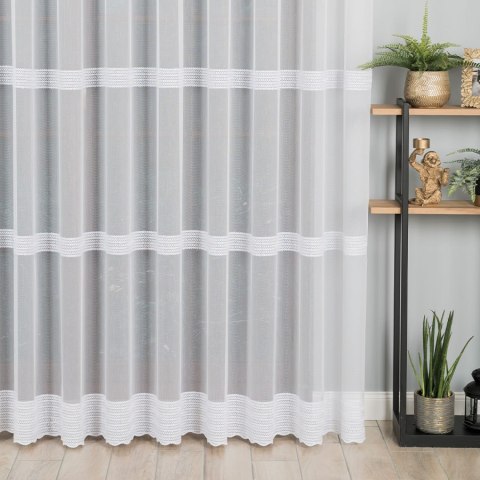 Firanka haftowana ze wzorem pasowym, wysokość 280cm, kolor 001 biały 083399/768/001/000280/1