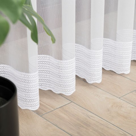 Firanka haftowana ze wzorem pasowym, wysokość 280cm, kolor 001 biały 083399/768/001/000280/1