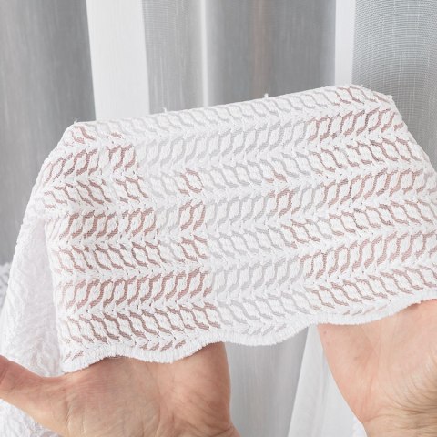 Firanka haftowana ze wzorem pasowym, wysokość 280cm, kolor 001 biały 083399/768/001/000280/1