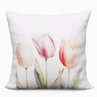 TULIPANY Poduszka z wypełnieniem silikonowym, MICROFIBRA, 40x40cm, kolor 001 biały T00004/SIL/001/040040/1