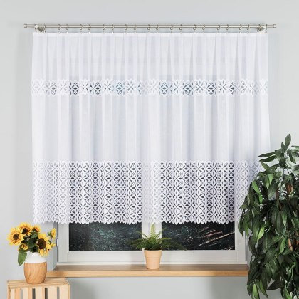 Firanka żakardowa na metry 018869 wysokość 130 cm kolor biały