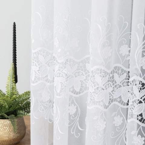 Firanka z aplikacją ze wzorem pasowym na markizecie, wysokość 250cm, kolor 001 biały 122795/433/001/000250/1 Firanka z aplikacją ze wzorem pasowym na markizecie, wysokość 250cm, kolor 001 biały 122795/433/001/000250/1