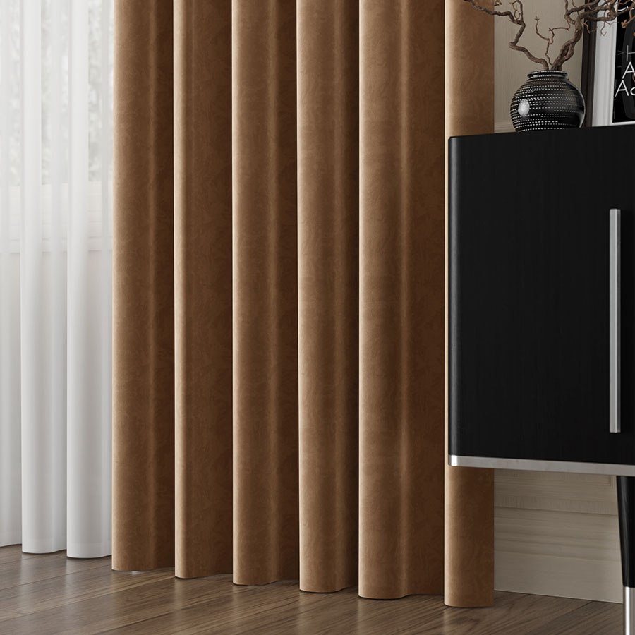 Tkanina dekoracyjna VELVET wysokość 280 cm kolor brązowy