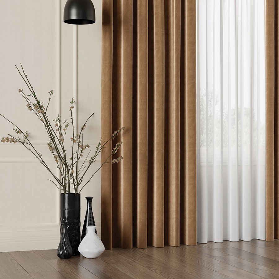 Tkanina dekoracyjna VELVET wysokość 280 cm kolor brązowy