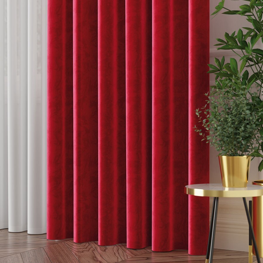 Tkanina dekoracyjna VELVET wysokość 280 cm kolor czerwony