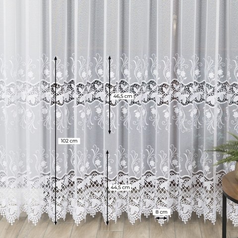 Firanka z aplikacją ze wzorem pasowym na markizecie, wysokość 250cm, kolor 001 biały 122795/433/001/000250/1 Firanka z aplikacją ze wzorem pasowym na markizecie, wysokość 250cm, kolor 001 biały 122795/433/001/000250/1