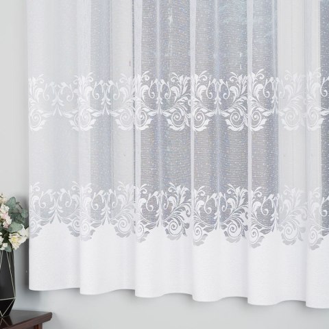 Firanka żakardowa ze wzorem pasowym, wysokość 170cm, kolor 001 biały 107168/000/001/000170/1 Firanka żakardowa ze wzorem pasowym, wysokość 170cm, kolor 001 biały 107168/000/001/000170/1
