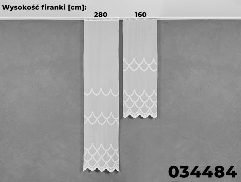 Firanka haftowana 034484 wysokość 280 cm kolor biały