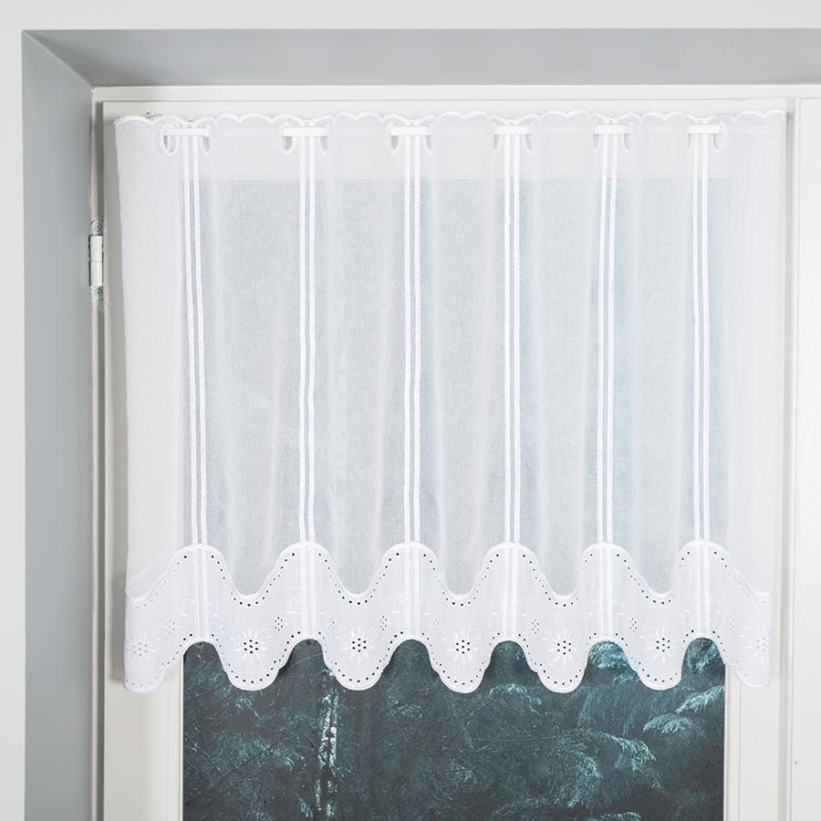 Zazdrostka haftowana panelowa 044300 wysokość 60 cm kolor biały