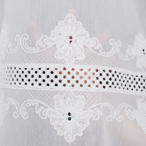 Firanka haftowana ze wzorem pasowym, wysokość 160cm, kolor 001 biały 034600/000/001/000160/1