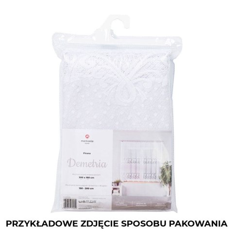 DEMETRIA Firanka żakardowa gotowa na prosto, szerokość 400 x wysokość 160cm, kolor 001 biały 017480/FBP/001/400160/1