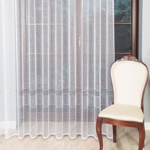 Firanka żakardowa ze wzorem pasowym, wysokość 250cm, kolor 001 biały 044165/000/001/000250/1 Firanka żakardowa ze wzorem pasowym, wysokość 250cm, kolor 001 biały 044165/000/001/000250/1