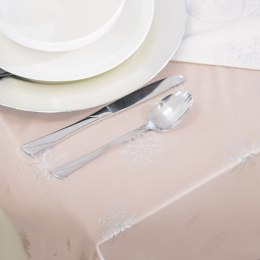 Obrus wodoodporny ŚNIEŻKI VELVET 110x160 cm kolor pudrowy różowy ze srebrnym zdobieniem