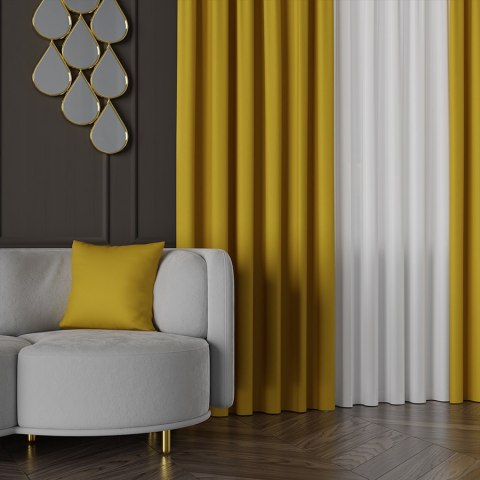 NELIA Tkanina dekoracyjna typu blackout, wysokość 320cm, kolor 072 żółty 065553/TDP/072/000320/1