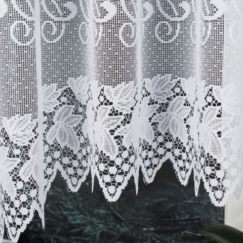 HERNANI Firanka żakardowa odpasowana ze wzorem pasowym, szerokość 510 x wysokość 160cm, kolor 001 biały 004465/FOL/001/000163/1