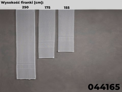 Firanka żakardowa ze wzorem pasowym, wysokość 155cm, kolor 001 biały 044165/000/001/000155/1