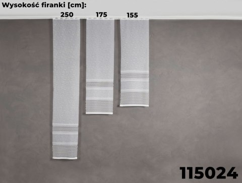 Firanka żakardowa ze wzorem pasowym, wysokość 155cm, kolor 004 biały ze złotym 115024/000/004/000155/1