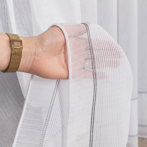 Firanka fantazyjna ze wzorem pasowym z ołowianką, wysokość 250 cm, kolor 001 biały 021189/OLO/001/000250/1 Firanka fantazyjna ze wzorem pasowym z ołowianką, wysokość 250 cm, kolor 001 biały 021189/OLO/001/000250/1