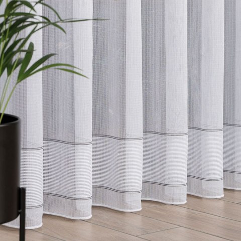 Firanka fantazyjna ze wzorem pasowym z ołowianką, wysokość 320 cm, kolor 001 biały 021189/OLO/001/000320/1 Firanka fantazyjna ze wzorem pasowym z ołowianką, wysokość 320 cm, kolor 001 biały 021189/OLO/001/000320/1