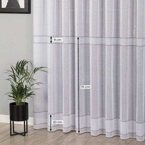 Firanka fantazyjna ze wzorem pasowym z ołowianką, wysokość 320 cm, kolor 001 biały 021189/OLO/001/000320/1 Firanka fantazyjna ze wzorem pasowym z ołowianką, wysokość 320 cm, kolor 001 biały 021189/OLO/001/000320/1