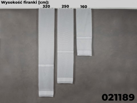 Firanka fantazyjna ze wzorem pasowym z ołowianką, wysokość 320 cm, kolor 001 biały 021189/OLO/001/000320/1 Firanka fantazyjna ze wzorem pasowym z ołowianką, wysokość 320 cm, kolor 001 biały 021189/OLO/001/000320/1