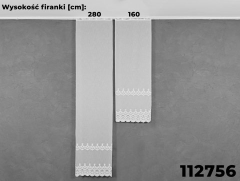 Firanka haftowana 112756 wysokość 160 cm kolor biały