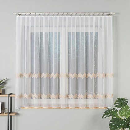 Firanka haftowana z ołowianką na metry 112750 wysokość 160 cm kolor biały ze złotym