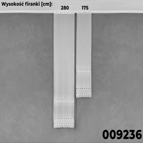 Firanka z aplikacją ze wzorem pasowym, wysokość 175cm, kolor 004 biały ze złotym 009236/000/004/000175/1