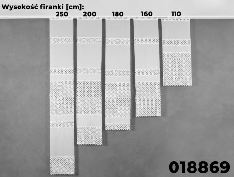 Firanka żakardowa 018869 wysokość 200 cm kolor biały