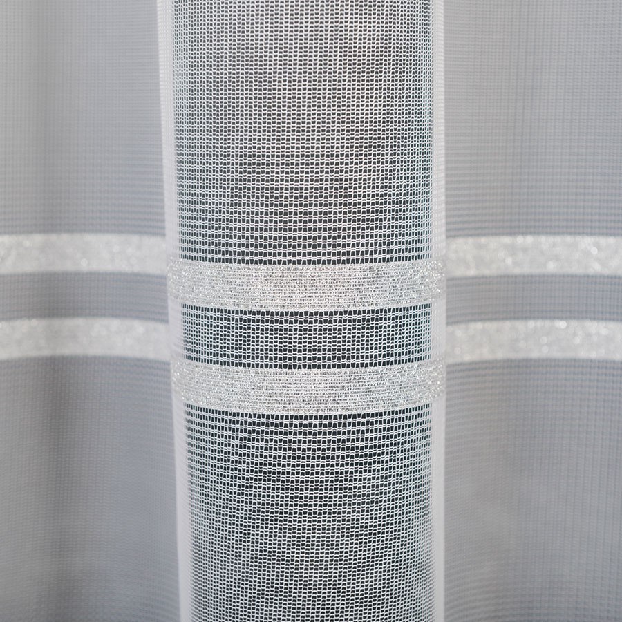 Firanka gotowa żakardowa KALINA 250x300 cm kolor biały ze srebrnym lurexem