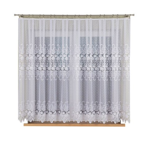 Firanka żakardowa ze wzorem pasowym, wysokość 150cm, kolor 001 biały 018965/000/001/000150/1