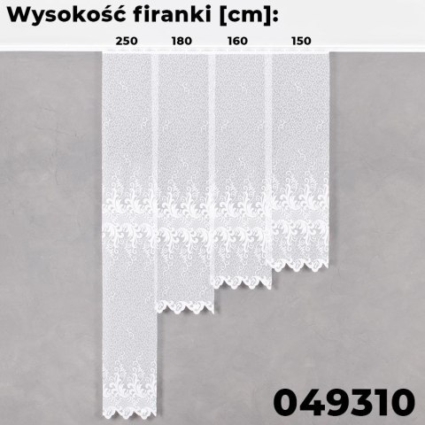 Firanka żakardowa 049310 wysokość 250 cm kolor biały