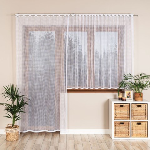 KAYLA Firanka żakardowa odpasowana na prosto, szerokość 140 x wysokość 230cm, kolor 001 biały 044276/FOP/001/000230/1