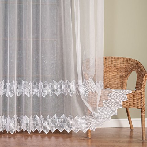 Firanka haftowana ze wzorem pasowym, wysokość 280cm, kolor 001 biały 127488/768/001/000280/1 Firanka haftowana ze wzorem pasowym, wysokość 280cm, kolor 001 biały 127488/768/001/000280/1