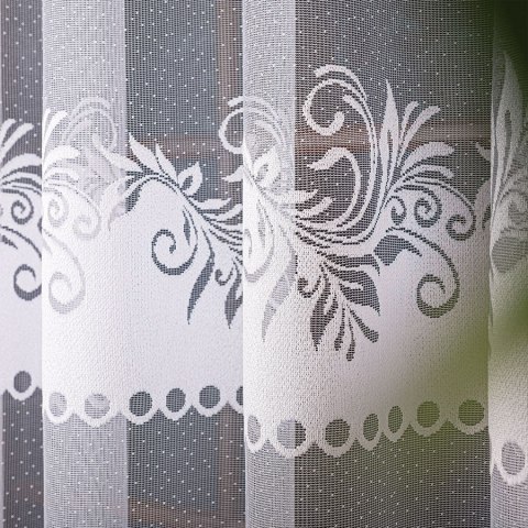 Firanka żakardowa ze wzorem pasowym, wysokość 170cm, kolor 001 biały 018074/000/001/000170/1 Firanka żakardowa ze wzorem pasowym, wysokość 170cm, kolor 001 biały 018074/000/001/000170/1
